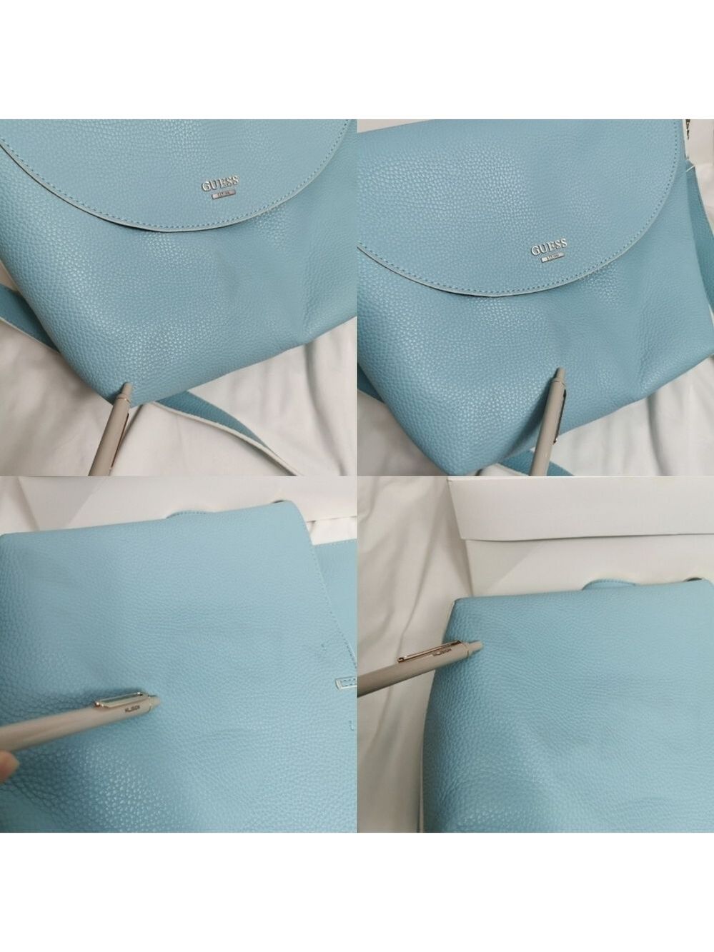 Guess Reversible Shoulder Crossbody Bag Colorblock Green Light Blue - Picture 11 of 15